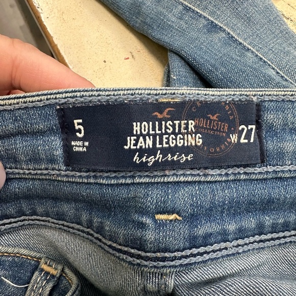 ollister High Rise Jean Legging Size 5 / 27 Distressed Raw Hem Skinny Jeans - Picture 6 of 10